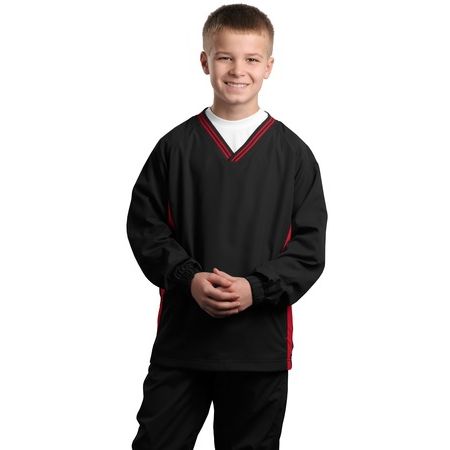 Sport-Tek - Youth Tipped V-Neck Raglan Wind Shirt. YST62