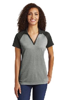 Sport-Tek Ladies PosiCharge RacerMesh Raglan Heather Block Polo. LST641