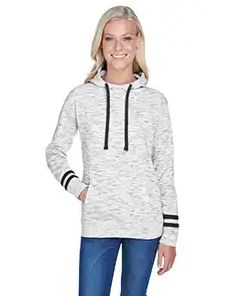 J America Ladies' Melange Scuba Neck Sweatshirt. JA8674